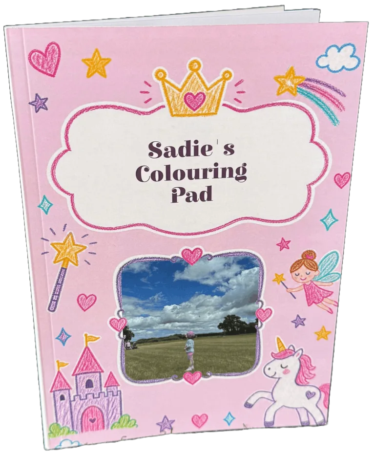 Personalised colouring book made from family photos
